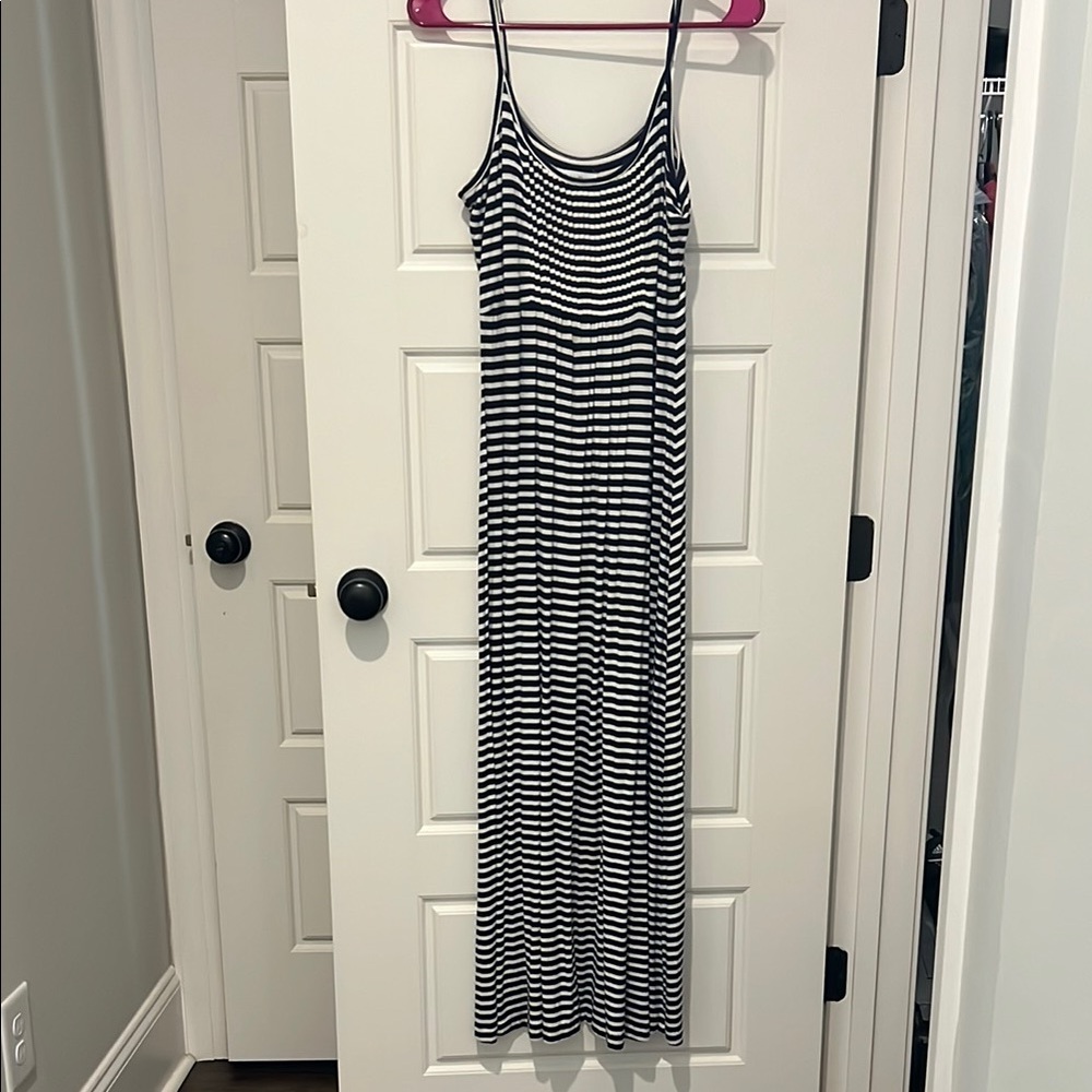Navy and White Striped Maxi Dress